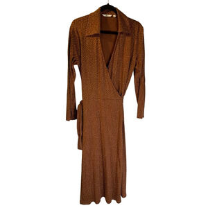 Uniqlo x Clare Waight Keller Women's Chocolate Brown Polka Dot Wrap Dress Size L